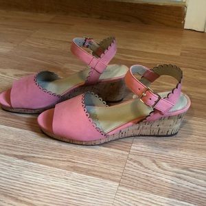 Coral Peep Toe strappy wedge sandals